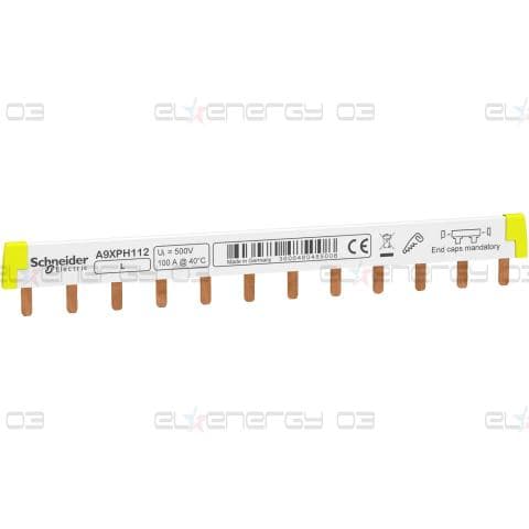 Acti 9 - захранваща шина - 1L - 18 mm щифт - 12 модули - 100A
