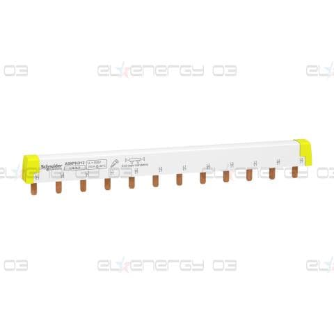 Acti 9 - захранваща шина - 3L - 18 mm щифт - 12 модули - 100A