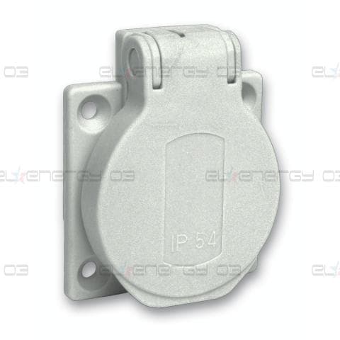 PratiKa socket - сив - 2P + E - 10/16 A - 250 V - French - IP54 - flush - back