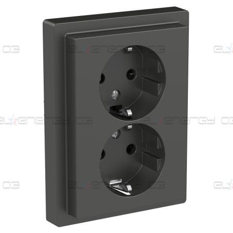 Двоен контакт, Merten System Design, цялостен продукт, 2P + E, 16A, Schuko, безвинтови клеми, антрацит