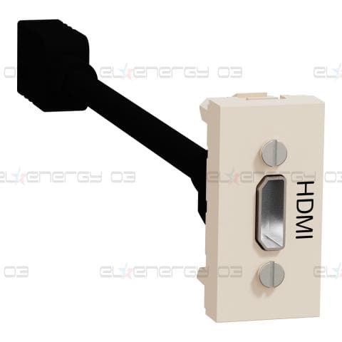 Аудиозапис, New unica, HDMI, предварително окабелен, 1 модул, крем