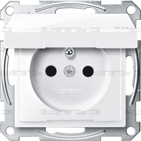 Контакт френски стандарт с капак IP44 +ICP+PiT, активно бяло, System M