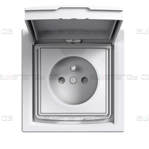 Френски контакт със Защита и капак 16A, IP44, бял