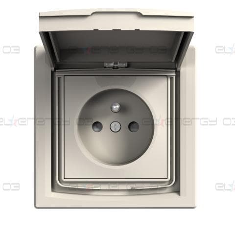 Френски контакт със Защита и капак 16A, IP44, крема
