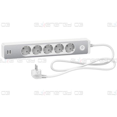 Разклонител 5 Гнезда & 2 USB 1.5M Антрацит/Алуминий