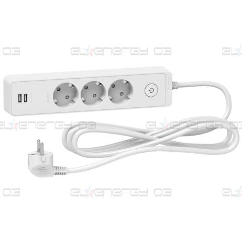 Unica разклонител шуко - 3 гнезда - с USB порт - бял