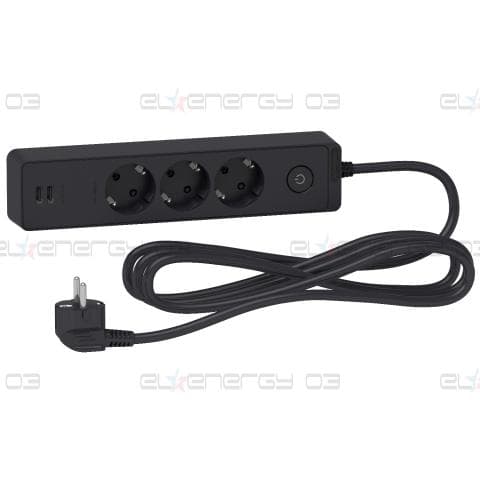 Разклонител 3 Гнезда & 2 USB 3M Антрацит