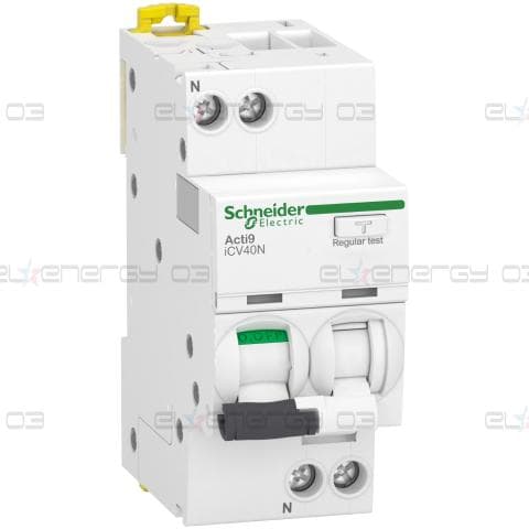 Комбинирана дефектнотокова защита (RCBO), Acti9 iCV40N, 1P+N, 16A, B крива, 6000A, AC тип, 30mA