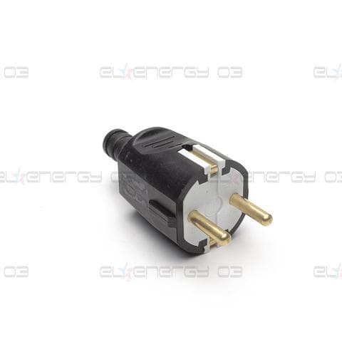 Щепсел шуко, Гумиран, 16А, 230V, Черен