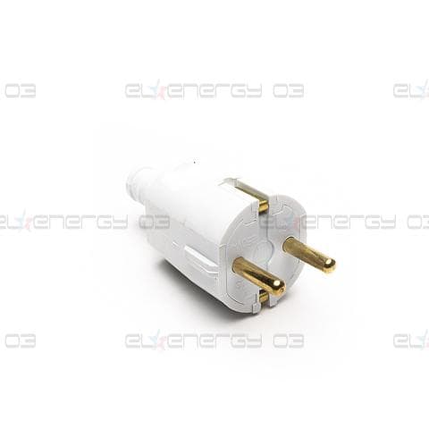 Щепсел шуко, Гумиран, 16A, 230V, Бял