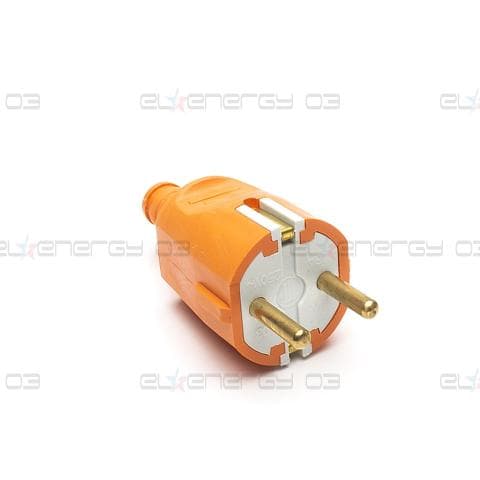 Щепсел шуко, Гумиран, 16А, 230V, Оранжев