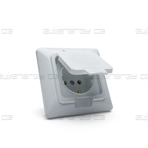 Противовлажен контакт за скрит монтаж, Единичен, 16А, 230V, IP44, Бял