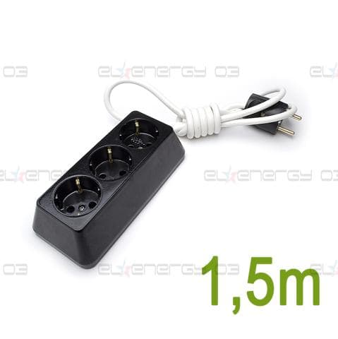 Разклонител – Троен, Черен, 1.5м / 3х1.5мм2 / 16А / 250V