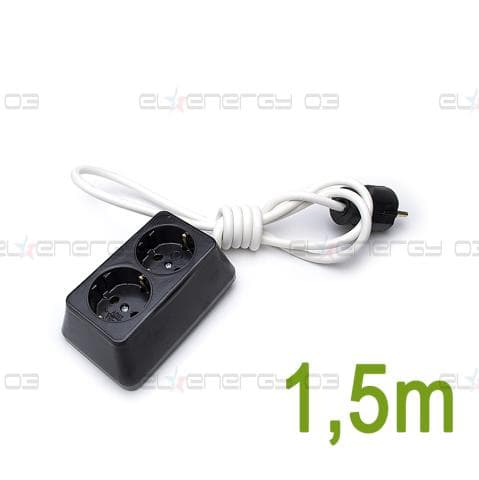 Разклонител – Двоен – 1.5м Черен / 3х1мм2 / 16А / 250V