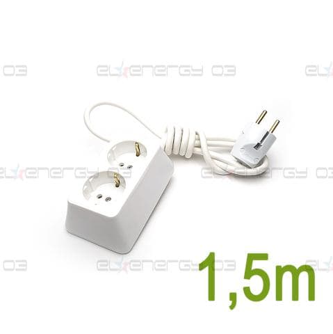 Разклонител – Двоен – 1.5м Бял / 3х1мм2 / 16А / 250V