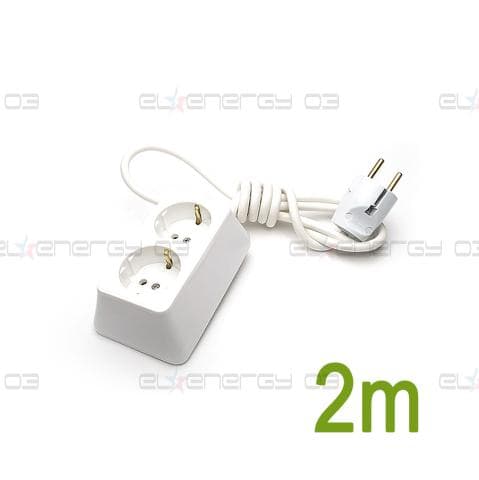 Разклонител – Двоен 2м Бял / 3х1.5мм2 / 16А / 250V