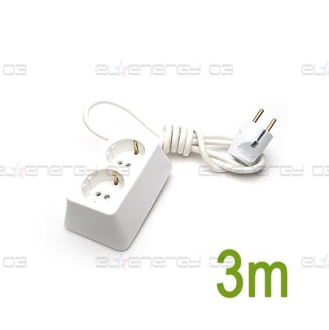 Разклонител – Двоен 3м Бял / 3х1.5мм2 / 16А / 250V