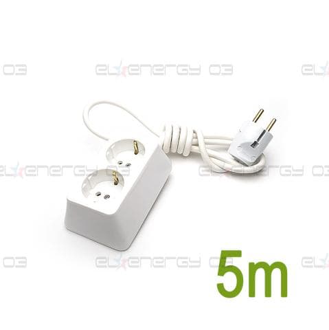 Разклонител – Двоен 5м Бял / 3х1.5мм2/ 16А / 250V