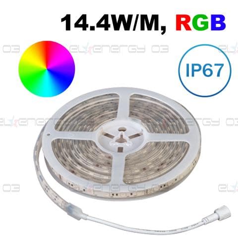 Професионална LED лента 14.4W/m, 5м, RGB, 24V DC, Водоустойчива IP67, 60 LEDs/m, 120°, SMD 5050
