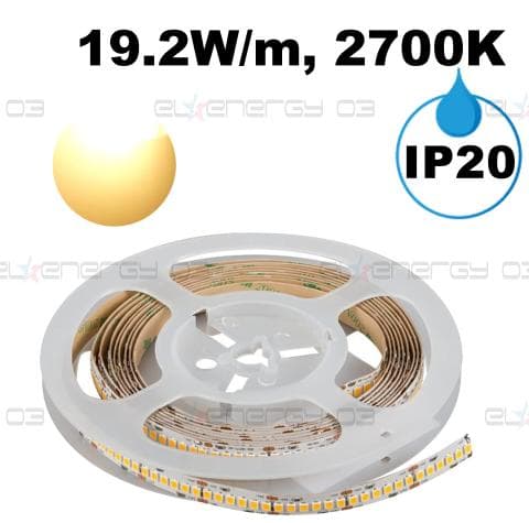 Професионална LED лента 22W/m, 5м, 2700K, 24V DC, Топло бяла светлина, Неводоустойчива, 420 LEDs/m, 120°, SMD 2110