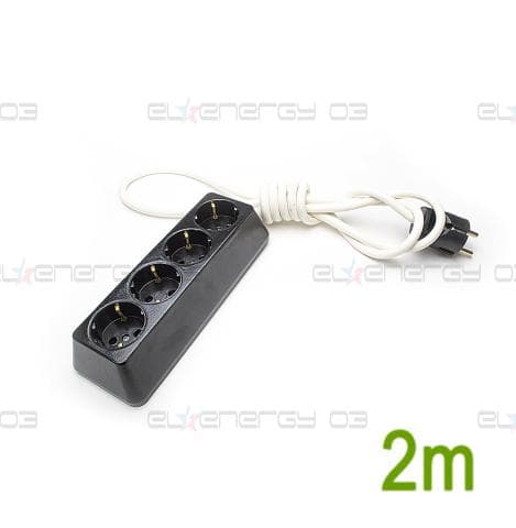 Разклонител – Четворен, Черен, 2м /3х1.5мм2 / 16А / 250V