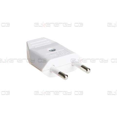 Щепсел,Двуполюсен 2P, 10A, 250V, Плосък, SOLERA, Бял