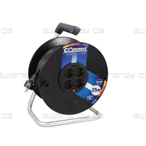 Макара черна 25м IP20 H05VV-F 3G2.5mm2 термична защита 4 шуко Commel