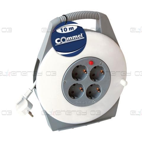 Макара в кутия бяла 10м IP20 H05VV-F 3G1mm2 термична защита 4 шуко Commel