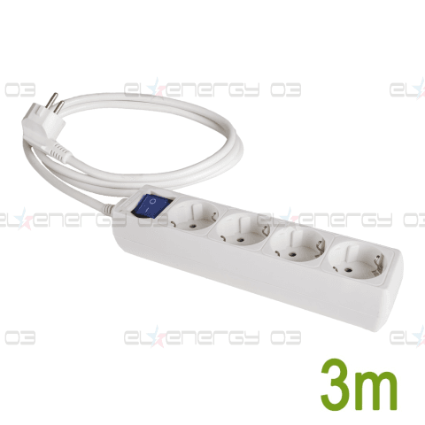Разклонител с 4 гнезда и светлинен ключ, 250V∼, 16A, кабел 3м
