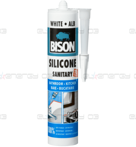 Санитарен силикон BISON, 280мл, Бял