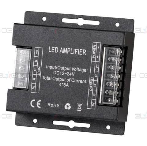 Усилвател за RGBW LED лента 384W(12V) 768W(24V), 12-24V DC, 4х8А
