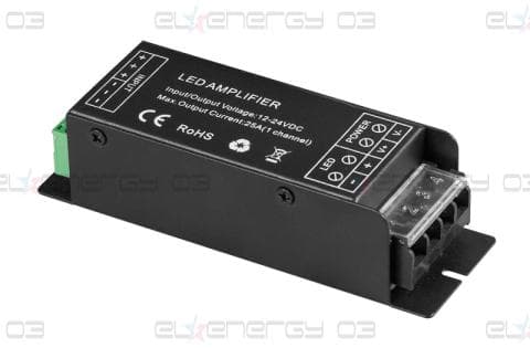 Усилвател за едноцветна LED лента 300W(12V), 600W(24V), 25A, 12-24V DC