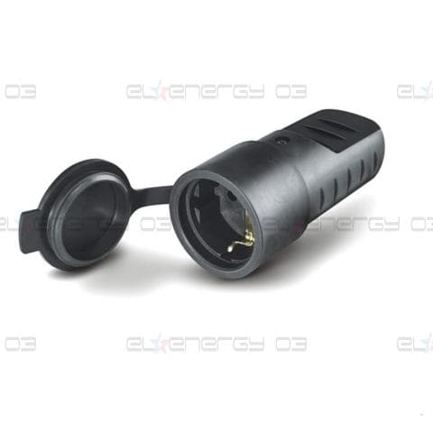 Куплунг черен с капак Шуко 2P+Т 16A ІP44 гумиран Scame