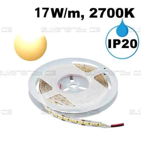 Професионална LED лента 17W/m, 2700K, 24V DC, Топло бяла светлина, Неводоустойчива
