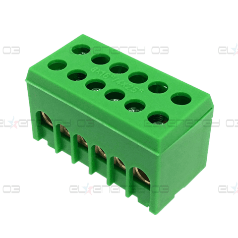 Клема изолирана ЗЕЛЕНА PE6H-2 2P 4x25mm² + 8x16mm² IP20 63A 500V MOREK