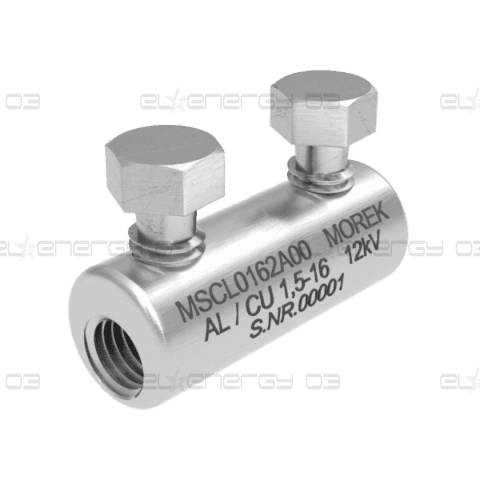 Кабелен съединител алуминиев покалаен Al/Cu 1,5-16mm² 12kV MSCL16 2x късащ се болт M6 MOREK