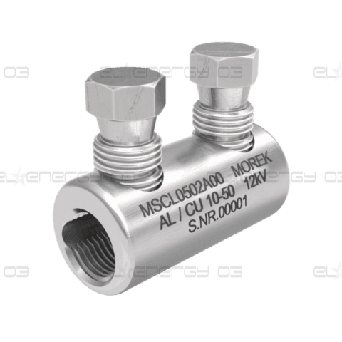 Кабелен съединител алуминиев покалаен Al/Cu 10-50mm² 12kV MSCL50 2x късащ се болт M10 MOREK