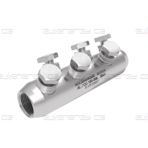 Кабелен съединител алуминиев покалаен Al/Cu 185-400mm² 36kV MSCM400 6x късащ се болт M22 MOREK