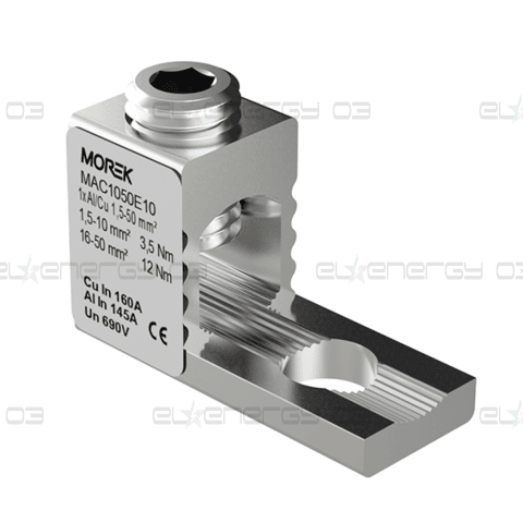 Неизолиран конектор към устройство OT50 1xAl/Cu 1,5-50 mm² h22mm 160A 690V MOREK