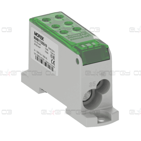 Разпределителен клемен блок ЗЕЛЕН 1P 135A OJL135A вх. Al/Cu 1×10/1×35 изх. 2×10/4x16mm² MOREK