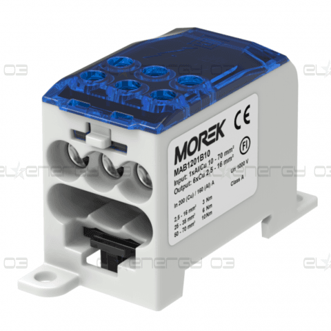 Разпределителен клемен блок СИН 1P 200A OJL200A вх. Al/Cu 1×70 изх. 6x16mm² MOREK