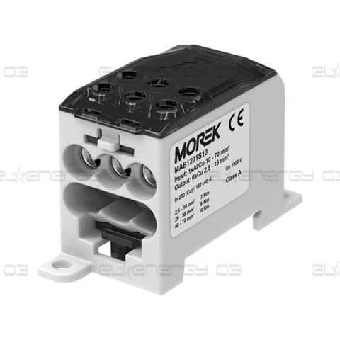 Разпределителен клемен блок СИВ 1P 200A OJL200A вх. Al/Cu 1×70 изх. 6x16mm² MOREK