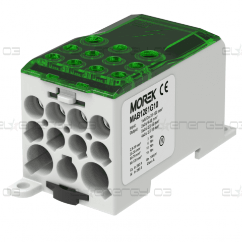 Разпределителен клемен блок ЗЕЛЕН 1P 280A OJL280A вх. Al/Cu 1X120 изх. 2×35/5×16/4x10mm² MOREK