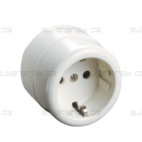 Контакт 2P+E, 16A 250V открит монтаж Бял, Solera