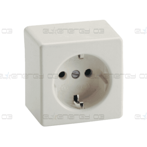 Контакт 2P+E, 16A 250V открит монтаж Бял, Solera