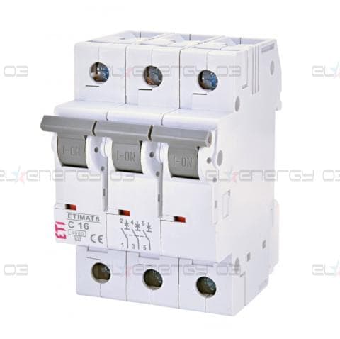 Автоматичен прекъсвач 3p C 16A 6kA, ETI