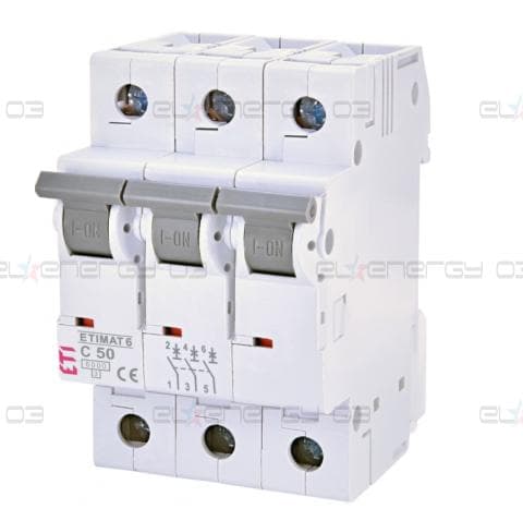 Автоматичен прекъсвач 3p C 50A 6kA, ETI