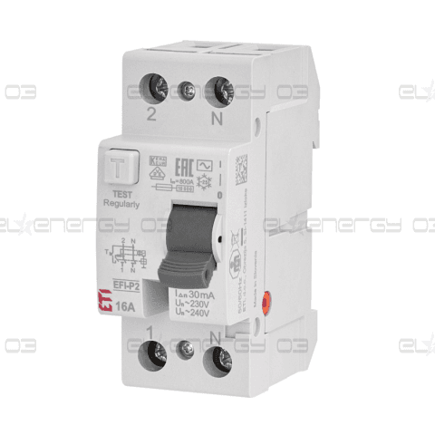 Дефектнотокова защита AC EFI P2, 2P, 30mA, 16A, ETI
