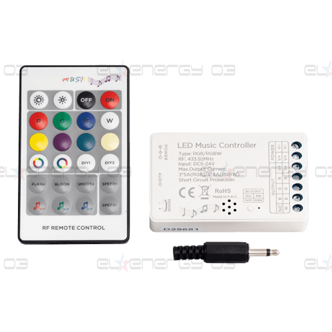 RF АУДИО КОНТРОЛЕР ЗА RGB/RGBW LED ОСВЕТЛЕНИЕ 16А, 5-24V DC