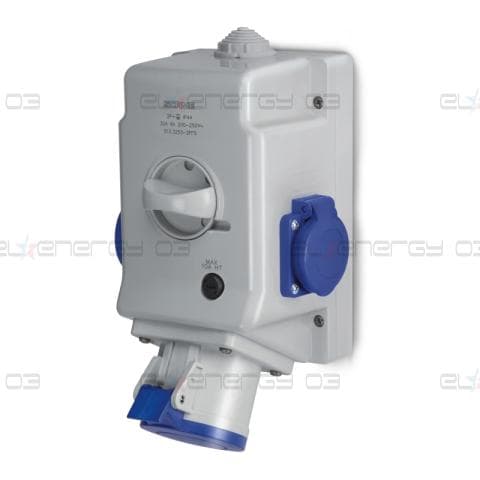 Промишлен комбиниран контакт 2P+Е 32A+2х шуко и ключ 0|I IP54 серия Optima Combi Scame